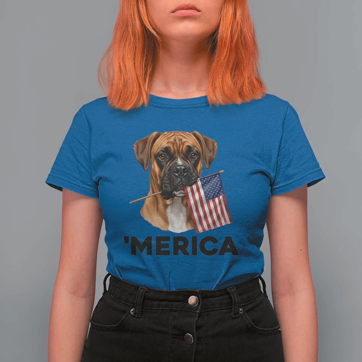 Merica Patriotic Boxer Mom Dad Gift T Shirt For Women Merica 4th Of July