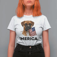 Merica Patriotic Boxer Mom Dad Gift T Shirt For Women Merica 4th Of July