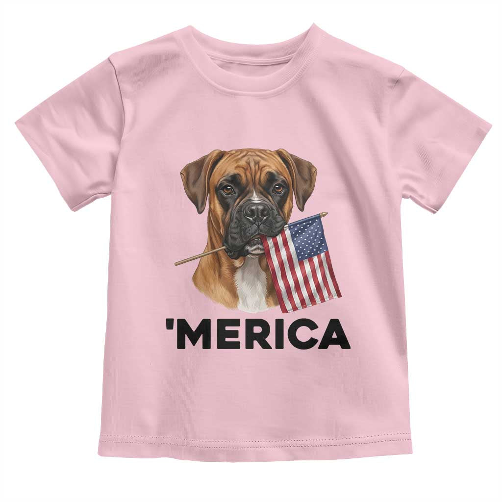 Merica Patriotic Boxer Mom Dad Gift Toddler T Shirt Merica 4th Of July