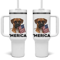 Merica Patriotic Boxer Mom Dad Gift Tumbler With Handle Merica 4th Of July
