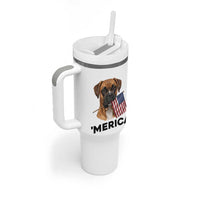 Merica Patriotic Boxer Mom Dad Gift Tumbler With Handle Merica 4th Of July