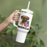 Merica Patriotic Boxer Mom Dad Gift Tumbler With Handle Merica 4th Of July