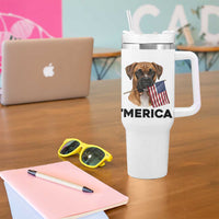 Merica Patriotic Boxer Mom Dad Gift Tumbler With Handle Merica 4th Of July