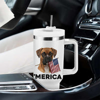 Merica Patriotic Boxer Mom Dad Gift Tumbler With Handle Merica 4th Of July