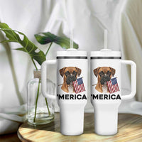 Merica Patriotic Boxer Mom Dad Gift Tumbler With Handle Merica 4th Of July