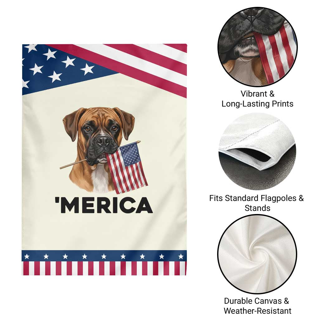 Merica Boxer Mom Dad Gift Patriotic Garden Flag Merica 4th Of July