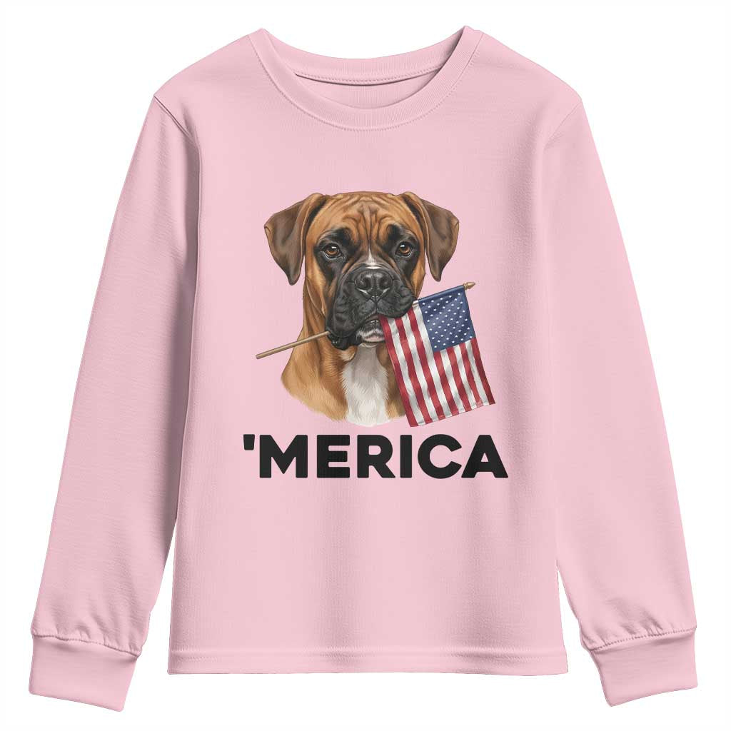 Merica Patriotic Boxer Mom Dad Gift Youth Sweatshirt Merica 4th Of July