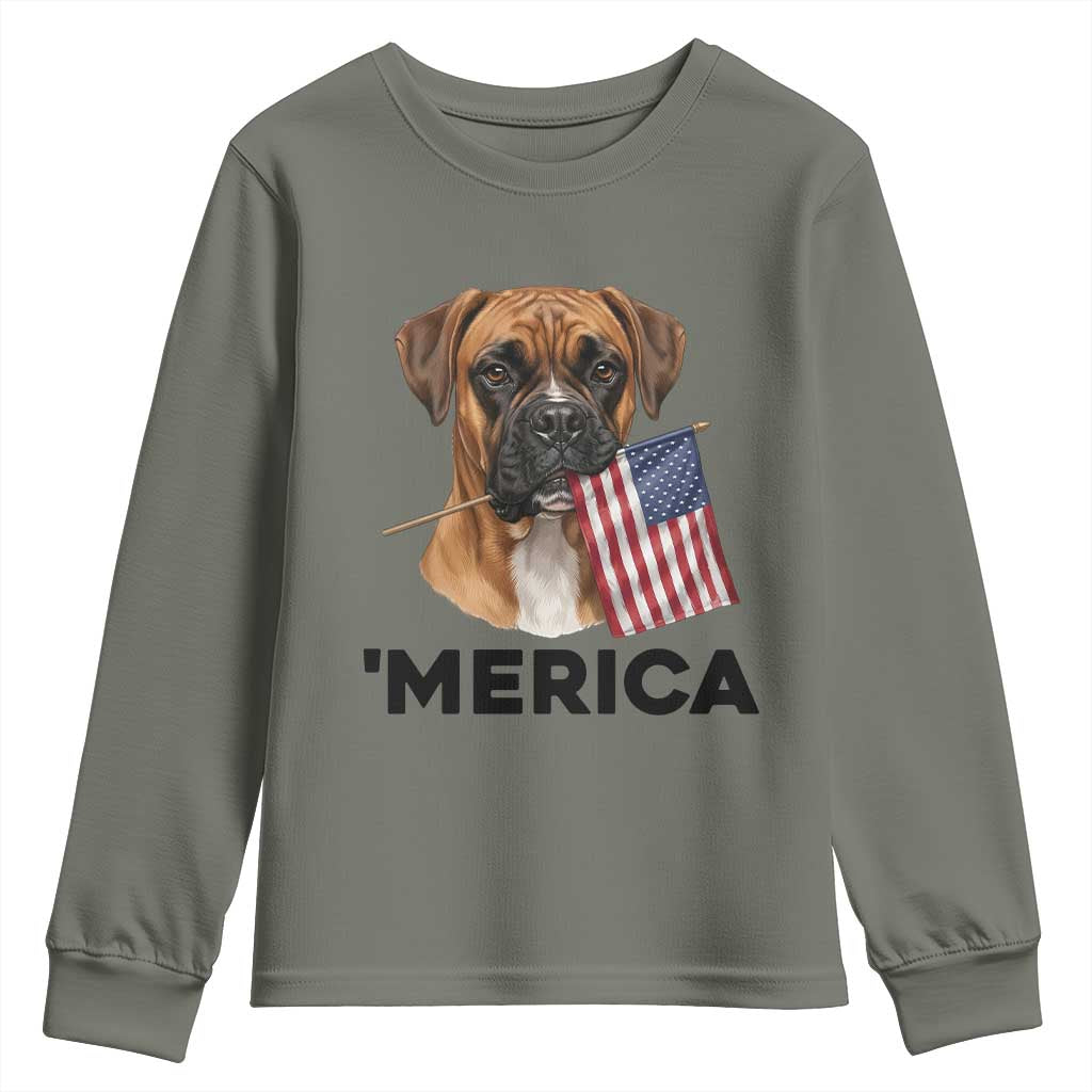 Merica Patriotic Boxer Mom Dad Gift Youth Sweatshirt Merica 4th Of July