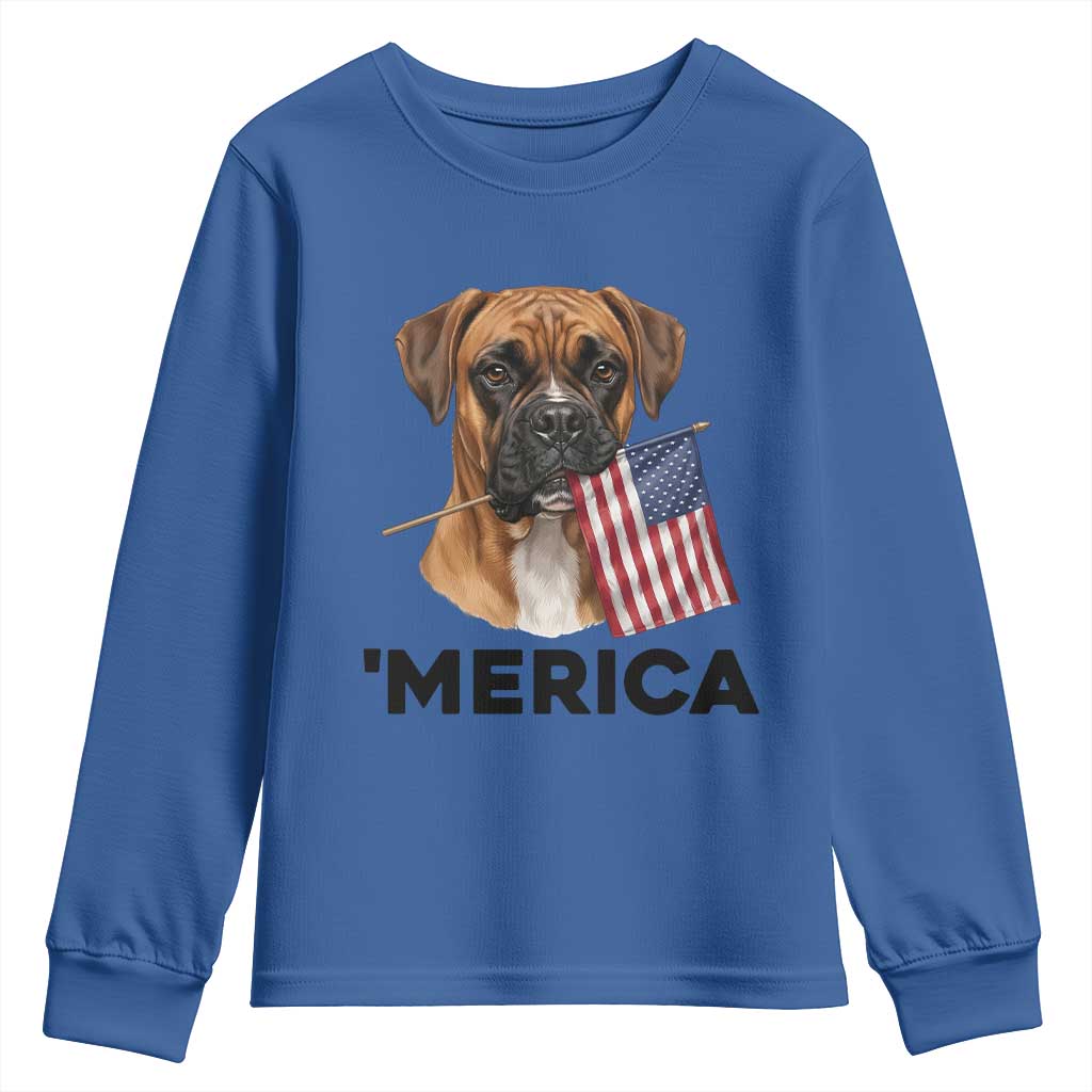 Merica Patriotic Boxer Mom Dad Gift Youth Sweatshirt Merica 4th Of July