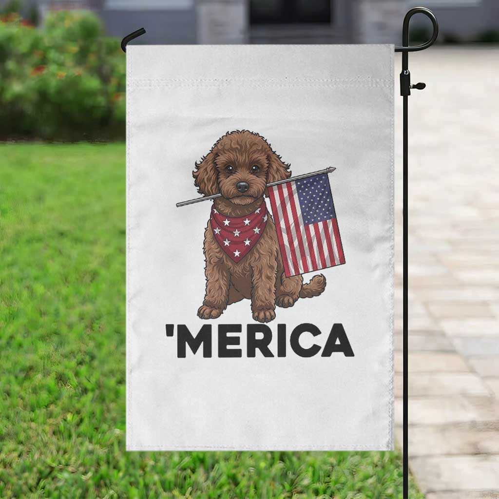 Patriotic Poodle Mom Dad Gift Garden Flag Merica 4th Of July
