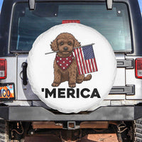 Patriotic Poodle Mom Dad Gift Spare Tire Cover Merica 4th Of July