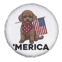 Patriotic Poodle Mom Dad Gift Spare Tire Cover Merica 4th Of July
