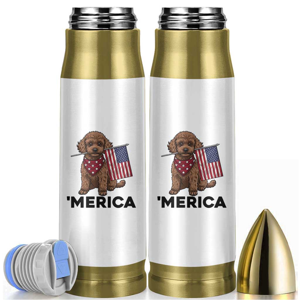 Patriotic Poodle Mom Dad Gift Bullet Tumbler Merica 4th Of July