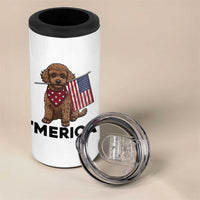 Patriotic Poodle Mom Dad Gift 4 in 1 Can Cooler Tumbler Merica 4th Of July