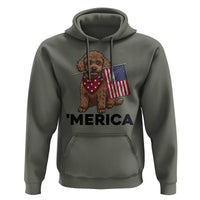 Patriotic Poodle Mom Dad Gift Hoodie Merica 4th Of July