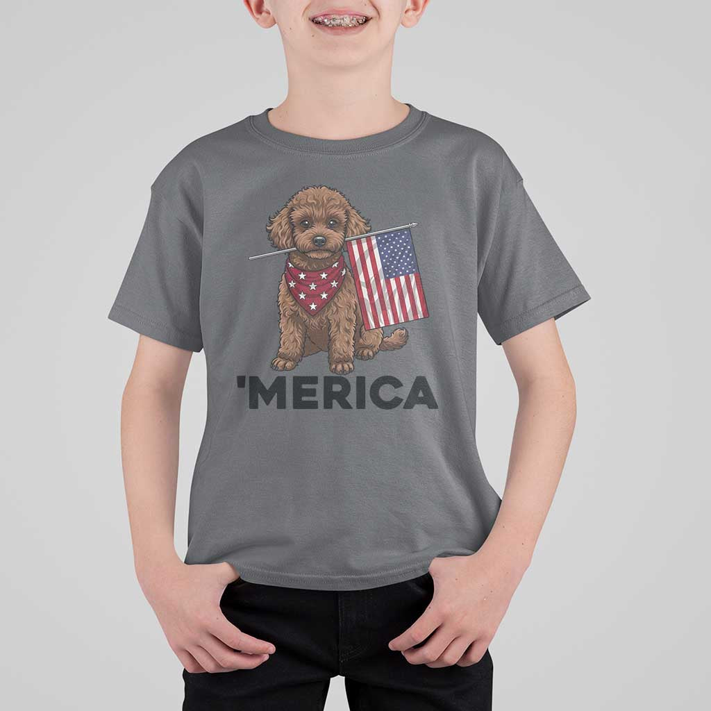 Patriotic Poodle Mom Dad Gift T Shirt For Kid Merica 4th Of July