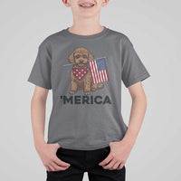 Patriotic Poodle Mom Dad Gift T Shirt For Kid Merica 4th Of July