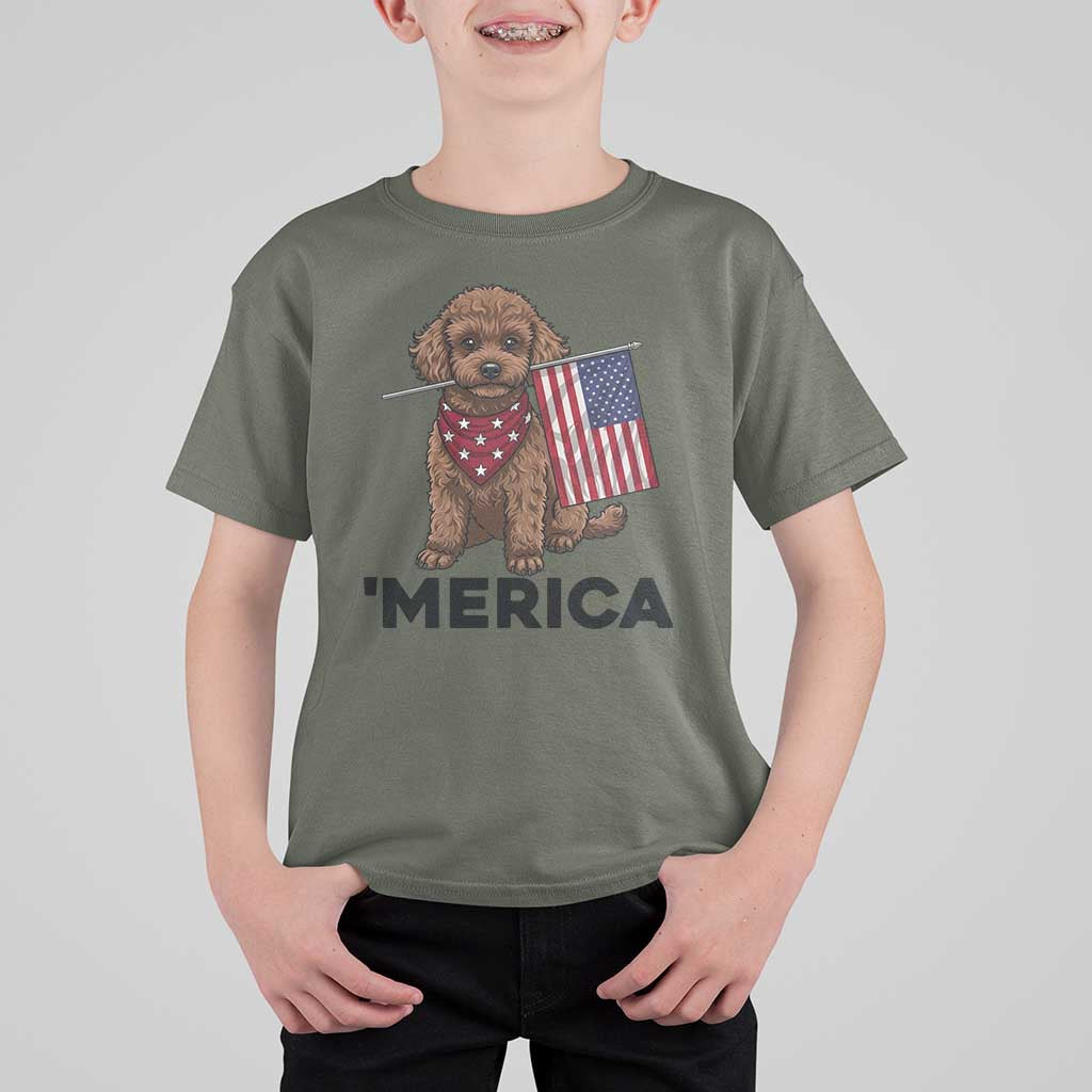 Patriotic Poodle Mom Dad Gift T Shirt For Kid Merica 4th Of July