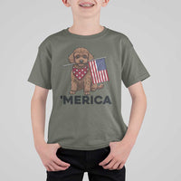 Patriotic Poodle Mom Dad Gift T Shirt For Kid Merica 4th Of July