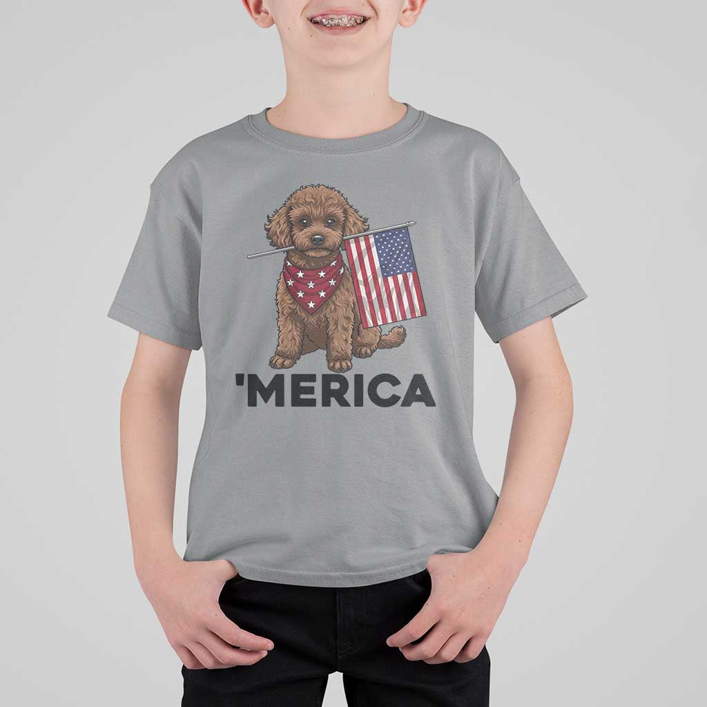 Patriotic Poodle Mom Dad Gift T Shirt For Kid Merica 4th Of July