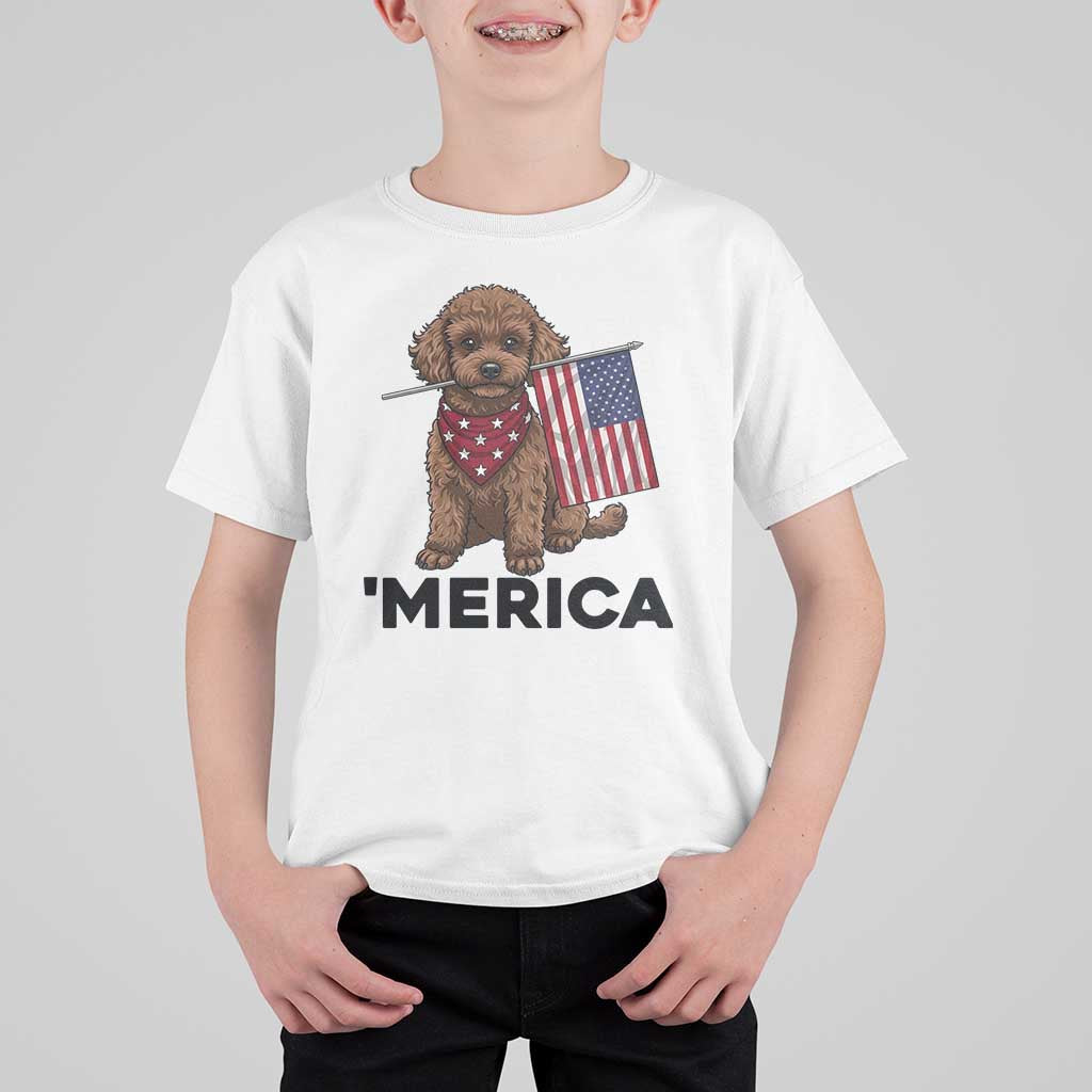 Patriotic Poodle Mom Dad Gift T Shirt For Kid Merica 4th Of July