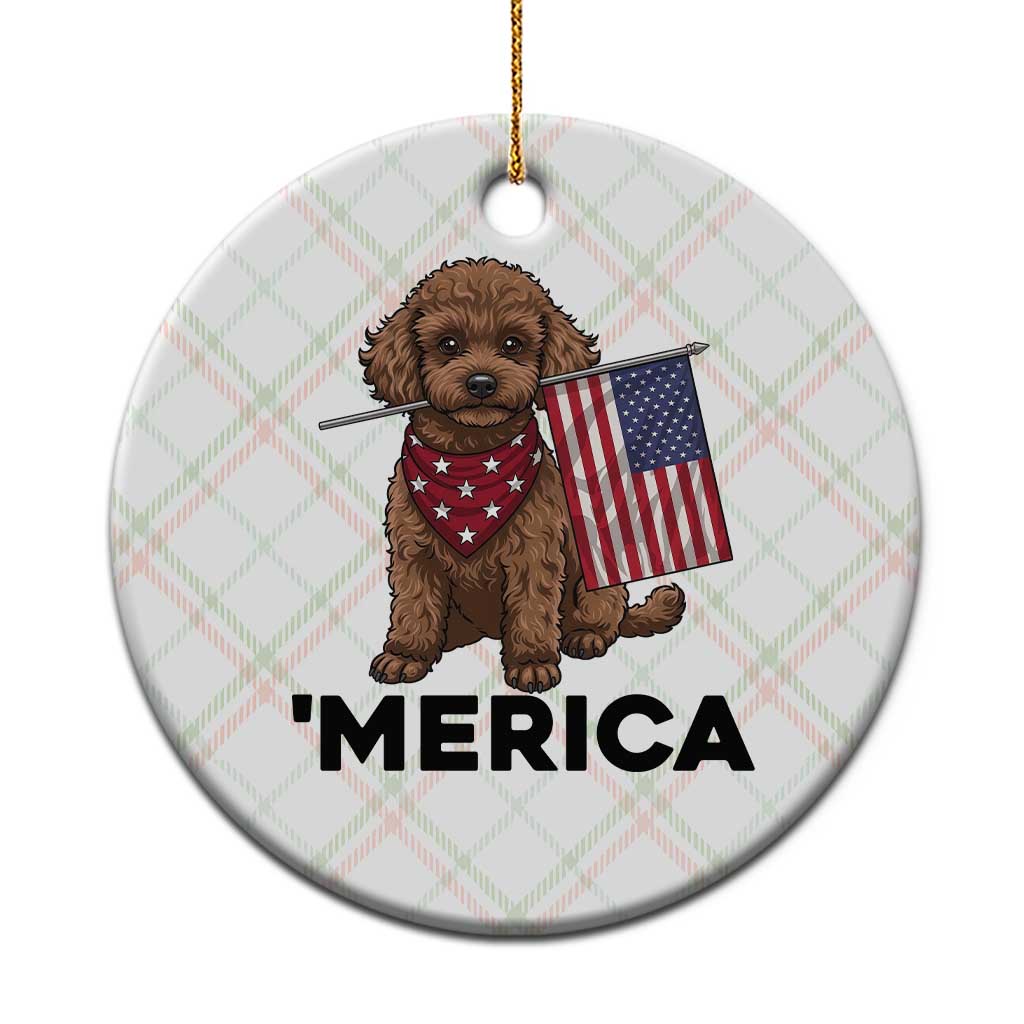 Patriotic Poodle Mom Dad Gift Ceramic Ornament Merica 4th Of July