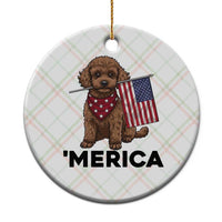 Patriotic Poodle Mom Dad Gift Ceramic Ornament Merica 4th Of July