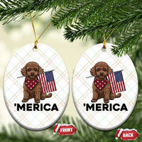 Patriotic Poodle Mom Dad Gift Ceramic Ornament Merica 4th Of July