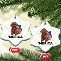 Patriotic Poodle Mom Dad Gift Ceramic Ornament Merica 4th Of July