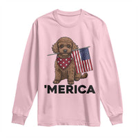 Patriotic Poodle Mom Dad Gift Long Sleeve Shirt Merica 4th Of July