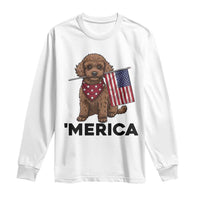 Patriotic Poodle Mom Dad Gift Long Sleeve Shirt Merica 4th Of July