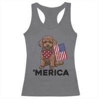 Patriotic Poodle Mom Dad Gift Racerback Tank Top Merica 4th Of July
