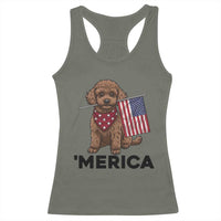 Patriotic Poodle Mom Dad Gift Racerback Tank Top Merica 4th Of July
