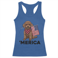 Patriotic Poodle Mom Dad Gift Racerback Tank Top Merica 4th Of July