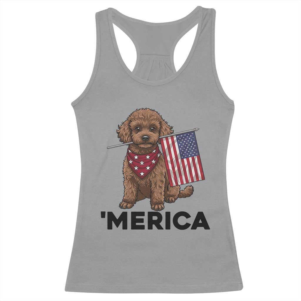 Patriotic Poodle Mom Dad Gift Racerback Tank Top Merica 4th Of July