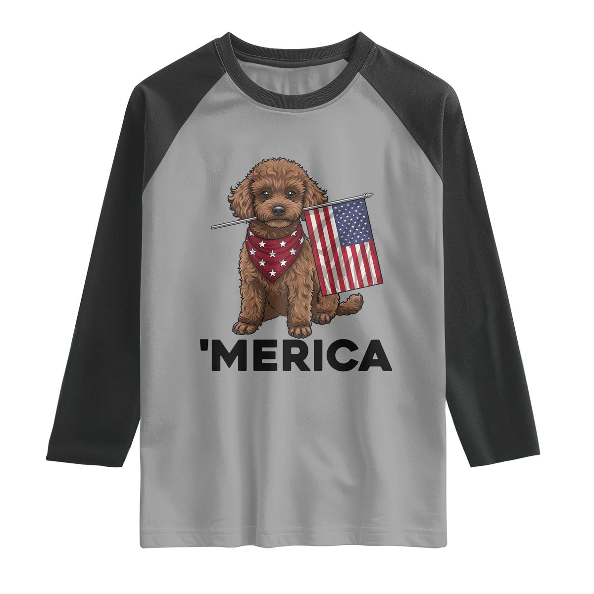 Patriotic Poodle Mom Dad Gift Raglan Shirt Merica 4th Of July