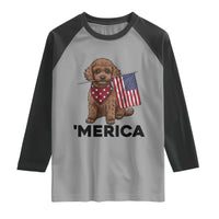 Patriotic Poodle Mom Dad Gift Raglan Shirt Merica 4th Of July