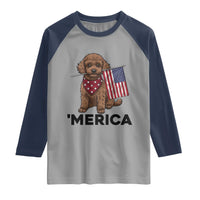 Patriotic Poodle Mom Dad Gift Raglan Shirt Merica 4th Of July