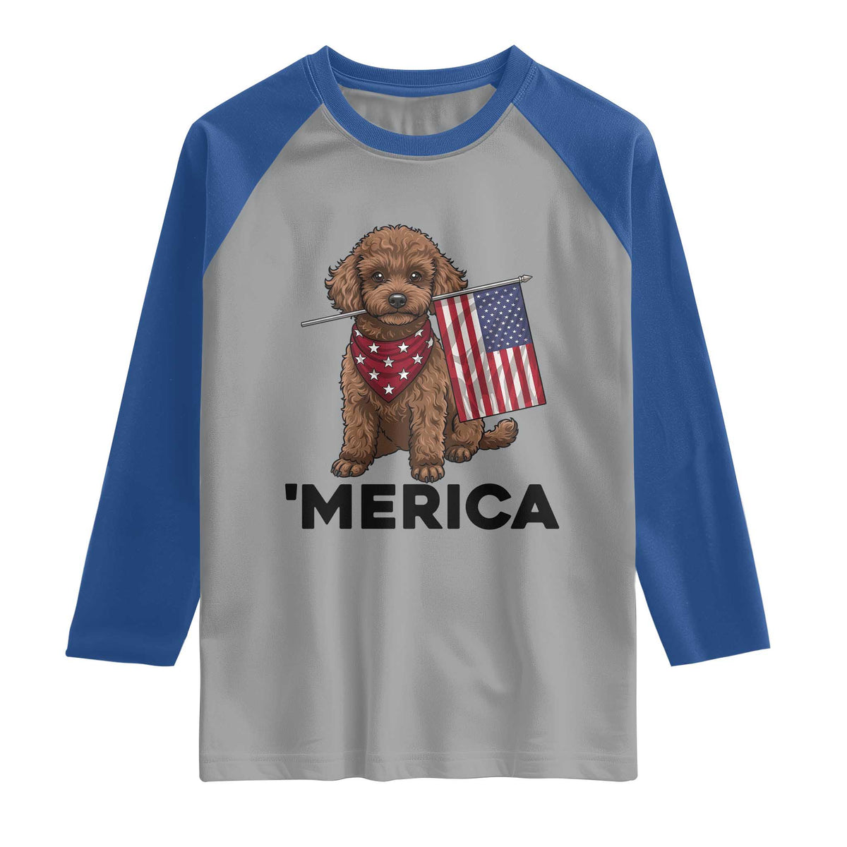 Patriotic Poodle Mom Dad Gift Raglan Shirt Merica 4th Of July