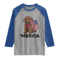Patriotic Poodle Mom Dad Gift Raglan Shirt Merica 4th Of July