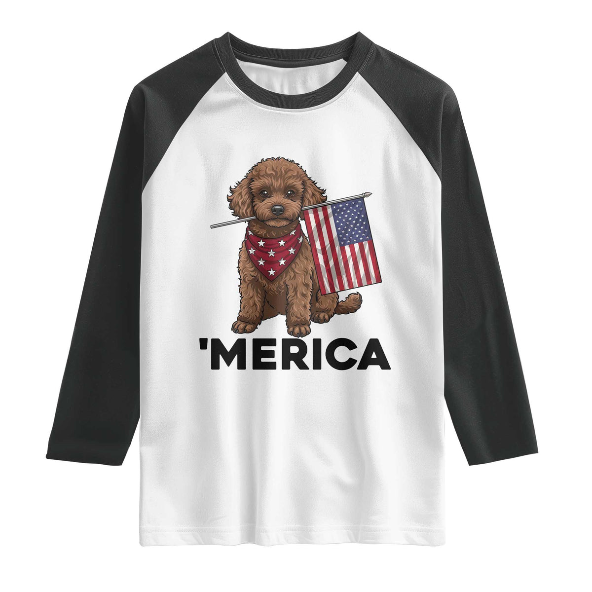 Patriotic Poodle Mom Dad Gift Raglan Shirt Merica 4th Of July