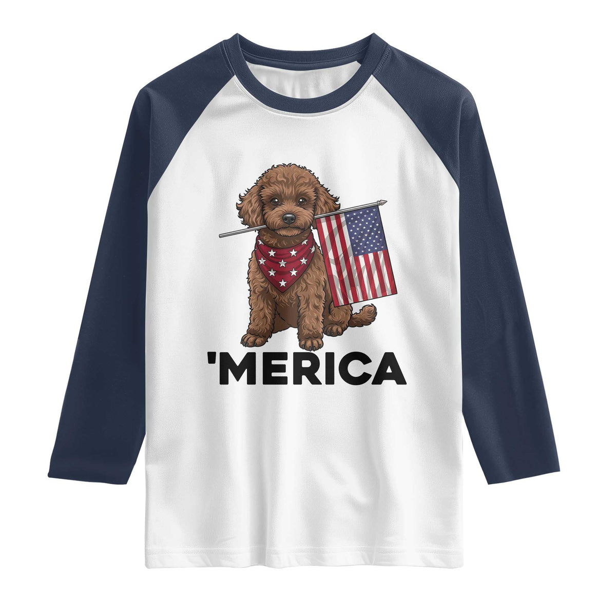 Patriotic Poodle Mom Dad Gift Raglan Shirt Merica 4th Of July