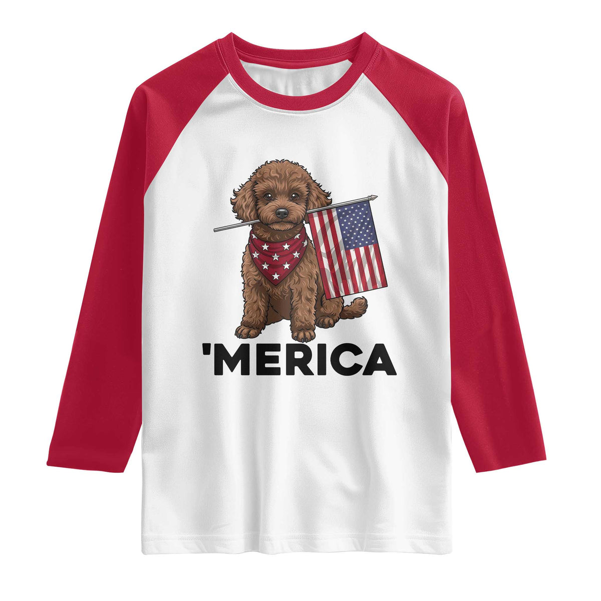 Patriotic Poodle Mom Dad Gift Raglan Shirt Merica 4th Of July
