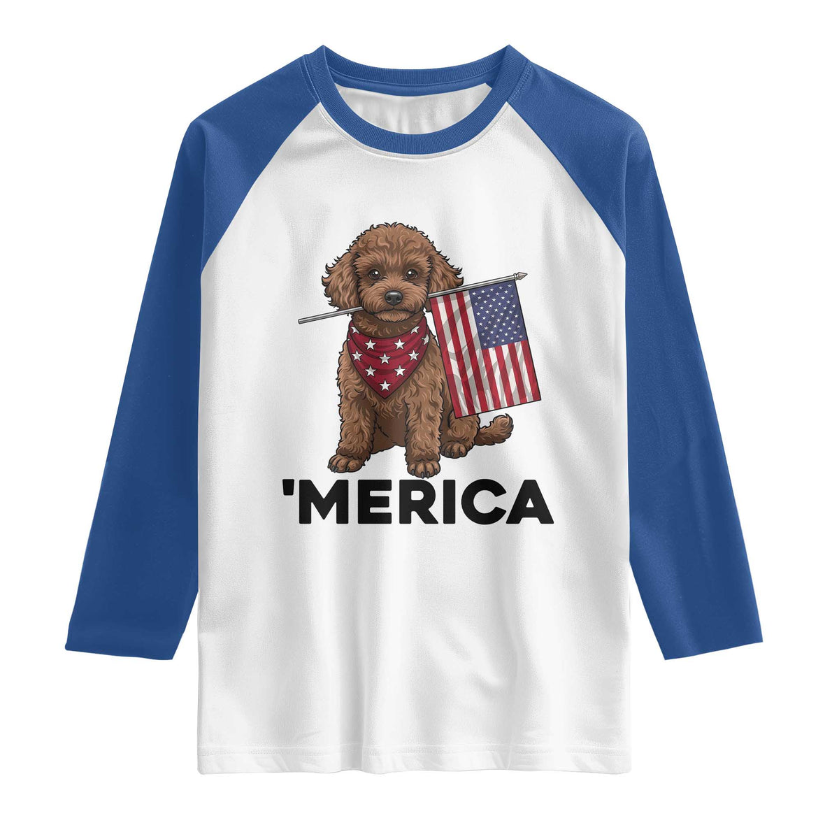 Patriotic Poodle Mom Dad Gift Raglan Shirt Merica 4th Of July