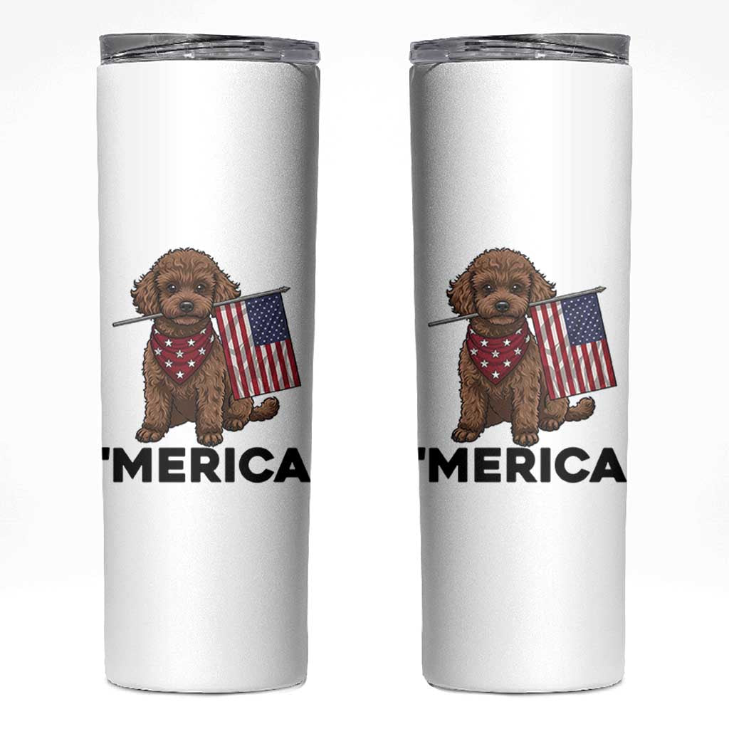 Patriotic Poodle Mom Dad Gift Skinny Tumbler Merica 4th Of July