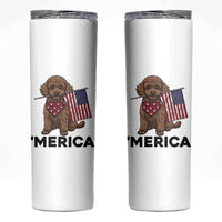 Patriotic Poodle Mom Dad Gift Skinny Tumbler Merica 4th Of July