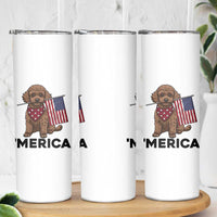 Patriotic Poodle Mom Dad Gift Skinny Tumbler Merica 4th Of July