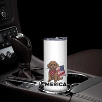 Patriotic Poodle Mom Dad Gift Skinny Tumbler Merica 4th Of July