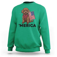 Patriotic Poodle Mom Dad Gift Sweatshirt Merica 4th Of July