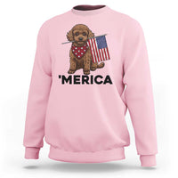 Patriotic Poodle Mom Dad Gift Sweatshirt Merica 4th Of July